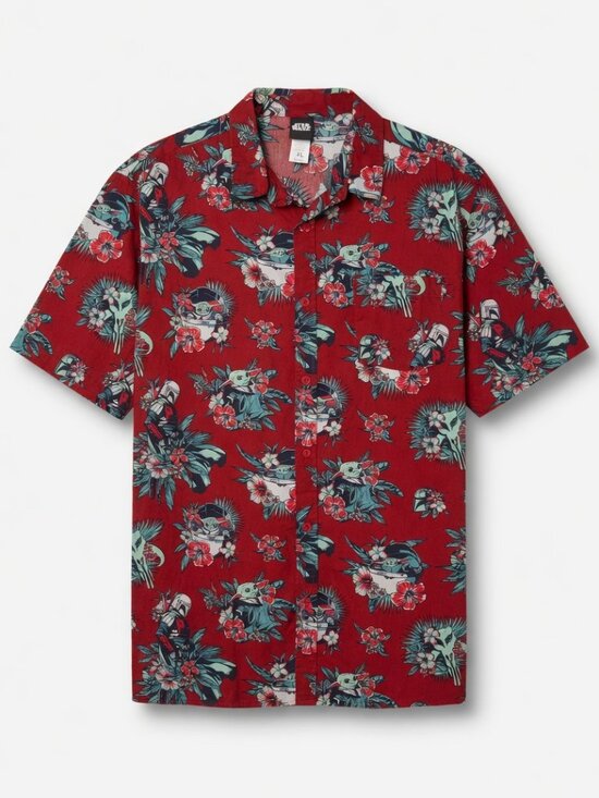 Star Wars Other - Star Wars Mandilorian and Grogu Floral Hawaiian Shirt Red XL